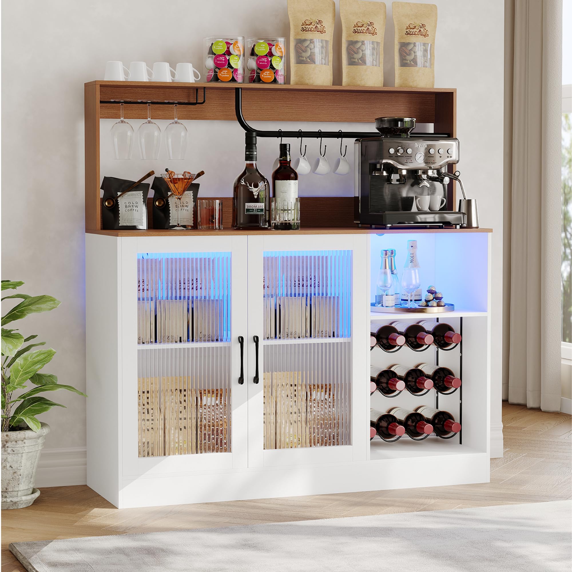 Wine Bar Cabinet With LED Ligh - Home Bar Shelves ulasan dan harga
