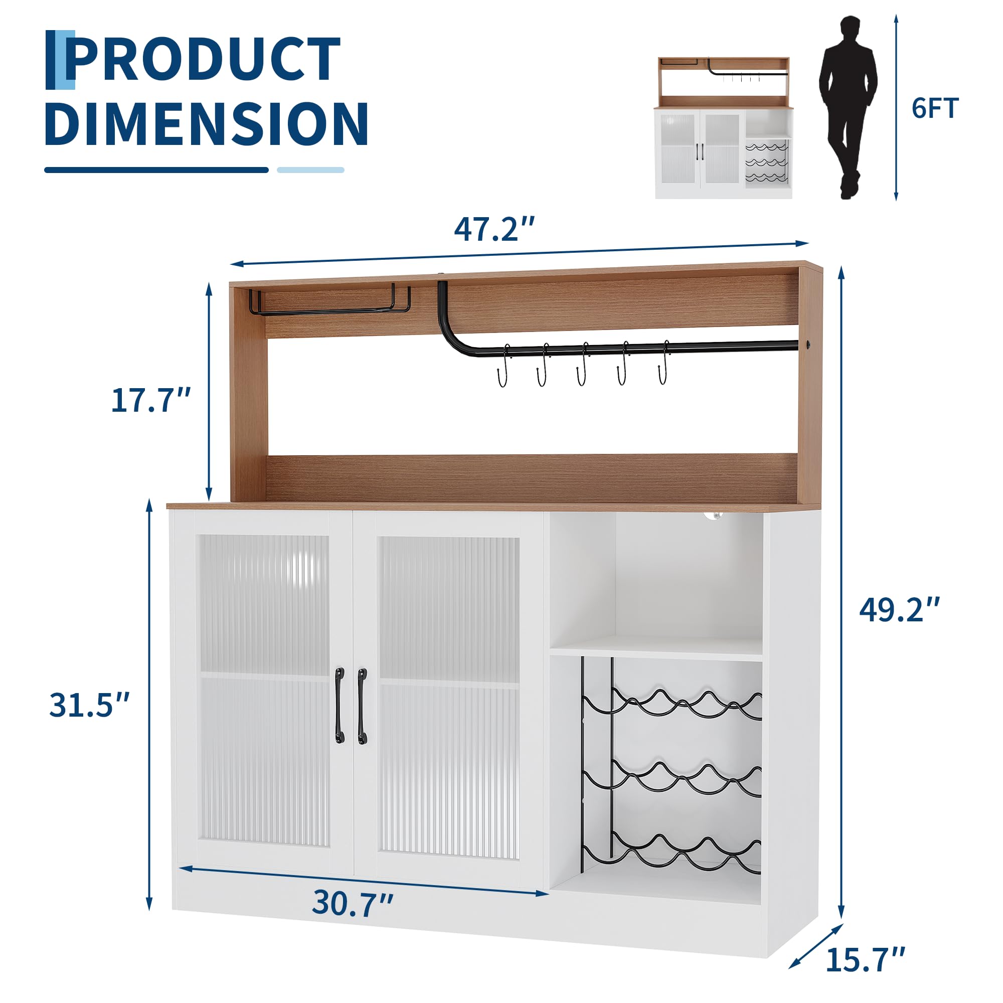 Wine Bar Cabinet With LED Ligh - Home Bar Shelves ulasan dan harga