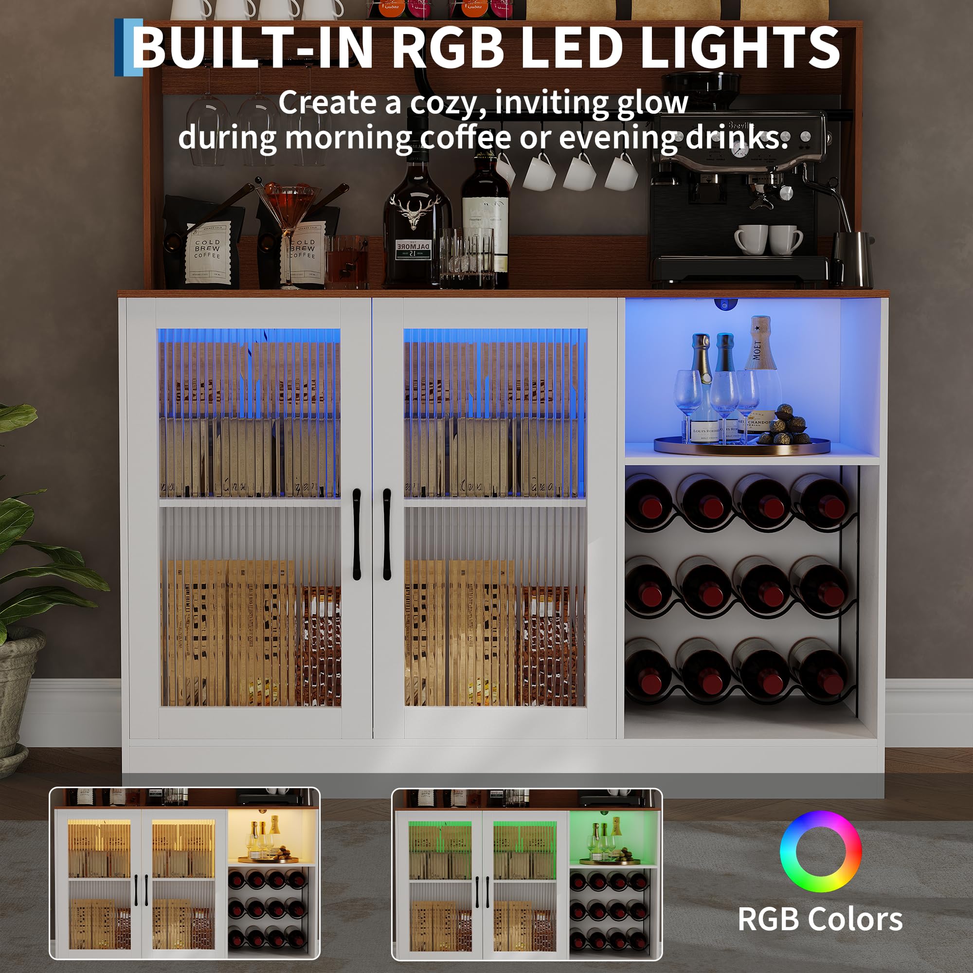 Wine Bar Cabinet With LED Ligh - Home Bar Shelves ulasan dan harga