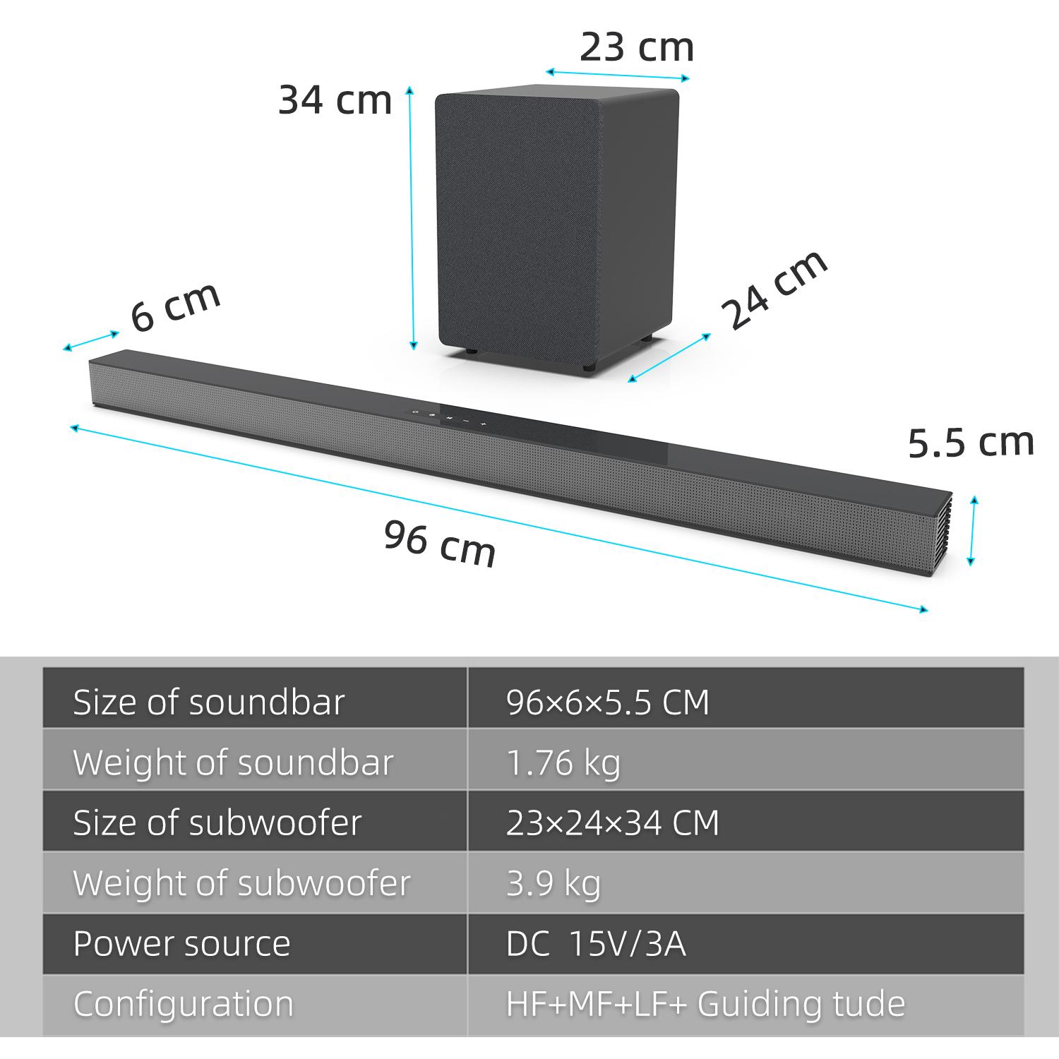 84W TV Sound Bar with Subwoofe - Home Bar And Theater ulasan dan harga