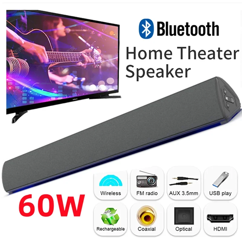 60W Wireless TV PC Soundbar Bl - Home Bar And Theater ulasan dan harga