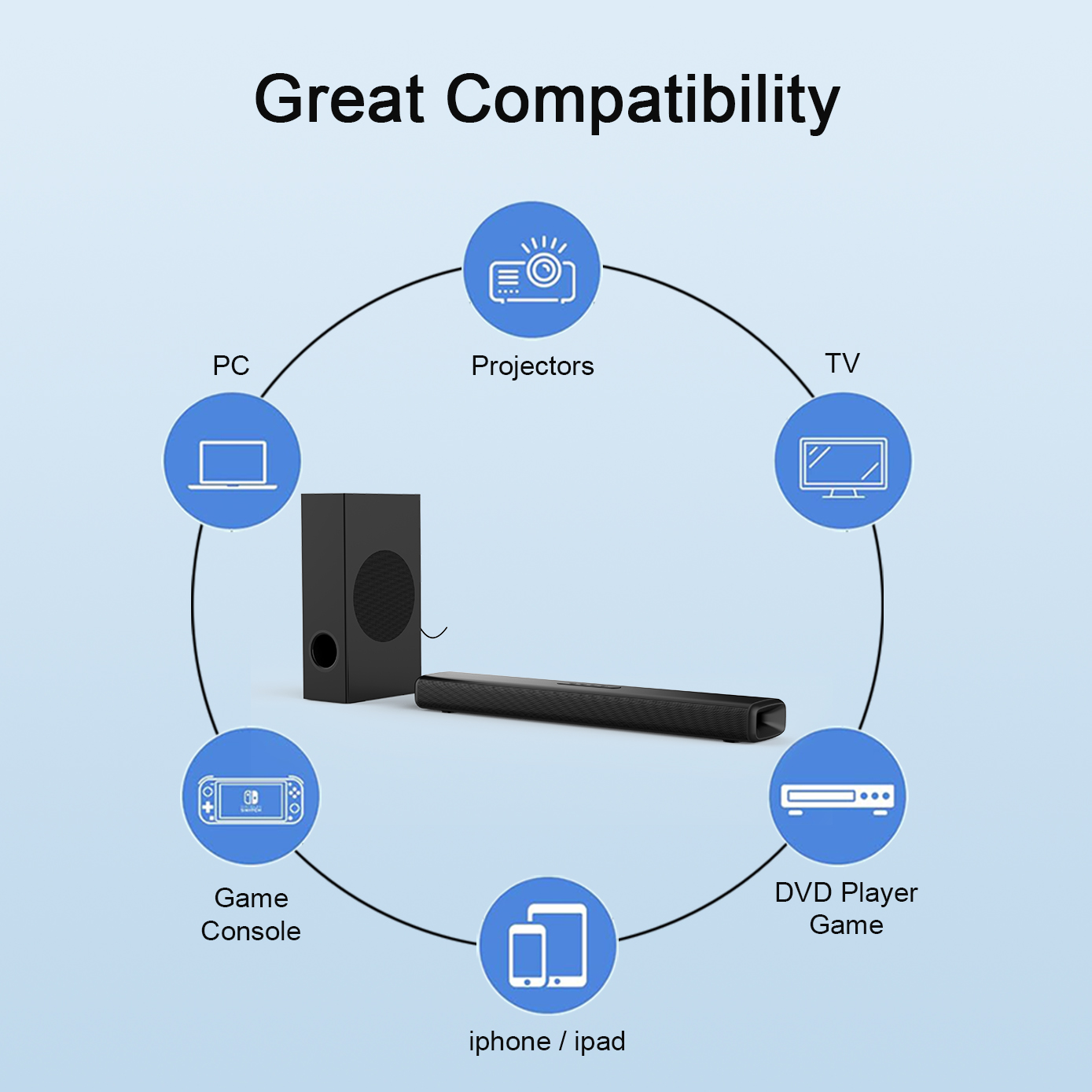 100W TV Sound Bar with Subwoof - Home Bar And Theater ulasan dan harga