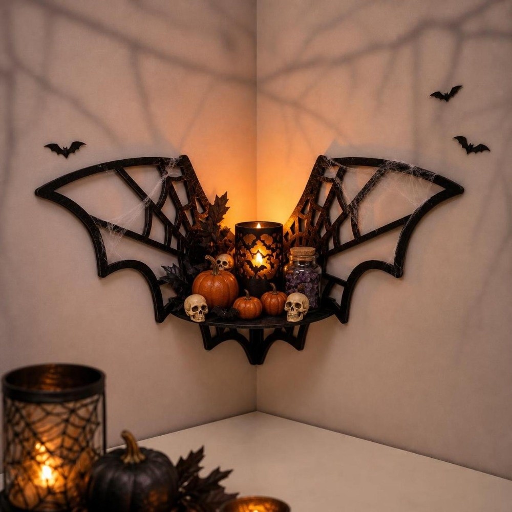Wooden Bat Corner Shelf Hollow - Home Bar Shelf ulasan dan harga