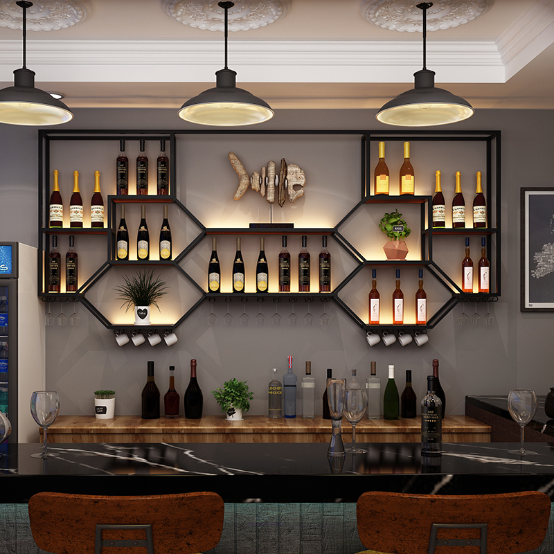 Metal Shelves Wine Cabinet Liv - Home Bar Shelves ulasan dan harga